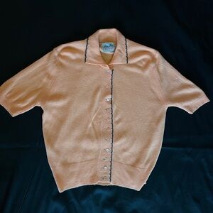 Peach Button-Up Women's Sweater